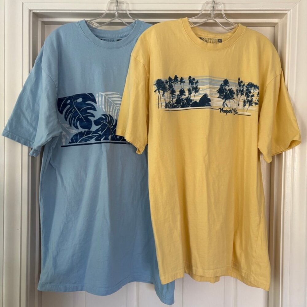 2 Newport Blue t-shirts, men's XL, short-sleeve